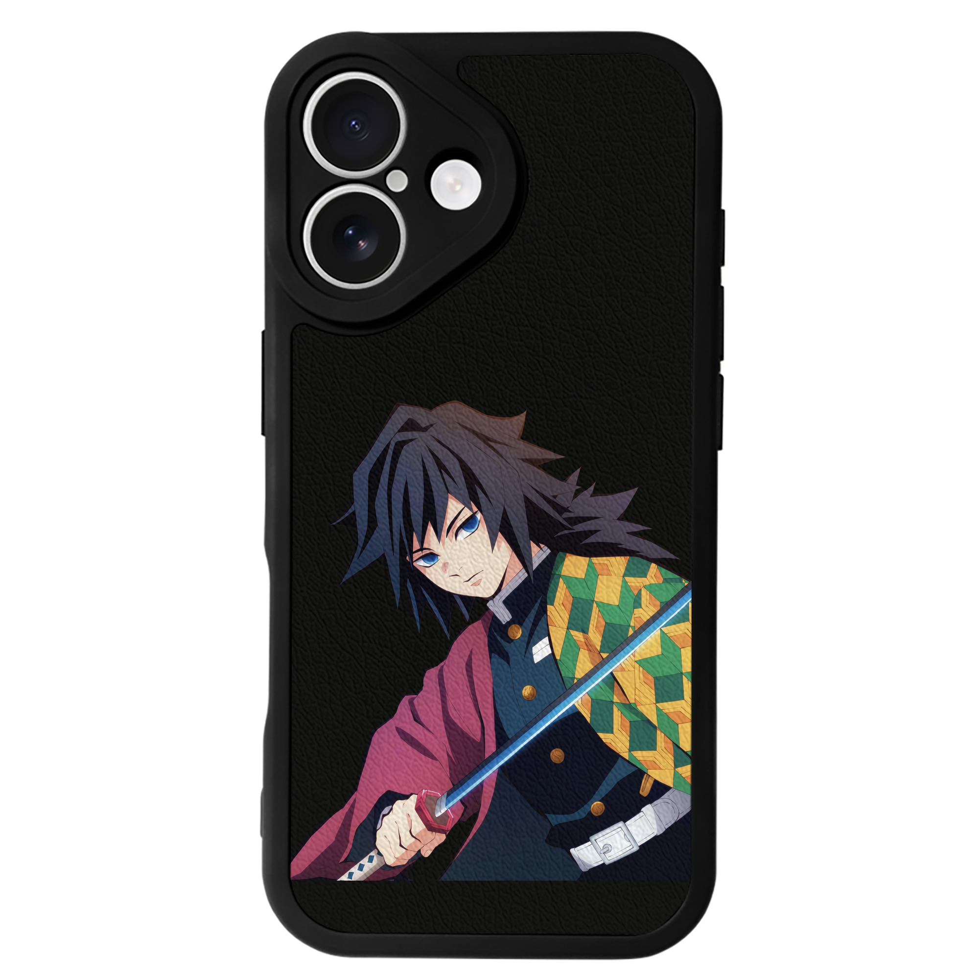 （画像用） 鬼滅の刃（きめつのやいば）水柱-冨岡 義勇／とみおか ぎゆう Tomioka Giyuu 【iPhone 16シリーズ対応】シリコンスマホケース（レザー調） 材質：シリコン